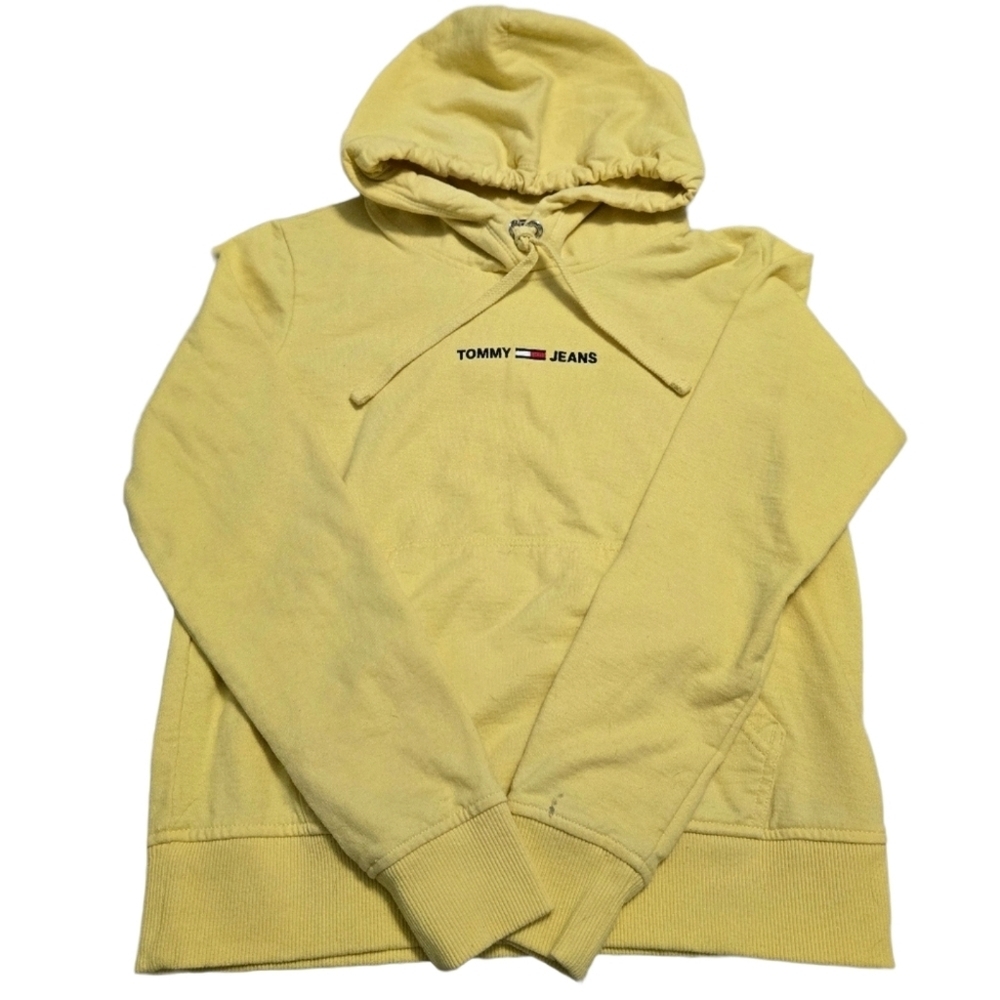✨2/$25 Tommy Hilfiger Jeans Yellow Repurposed Cotton Hoodie Streetwear Casual